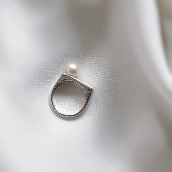 flat octagon  pearl ring リング