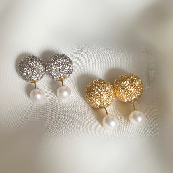 silver ball pearl catch ピアス gold silver