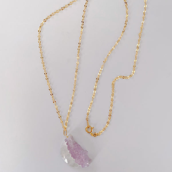 一点もの amethyst agate half moon necklace