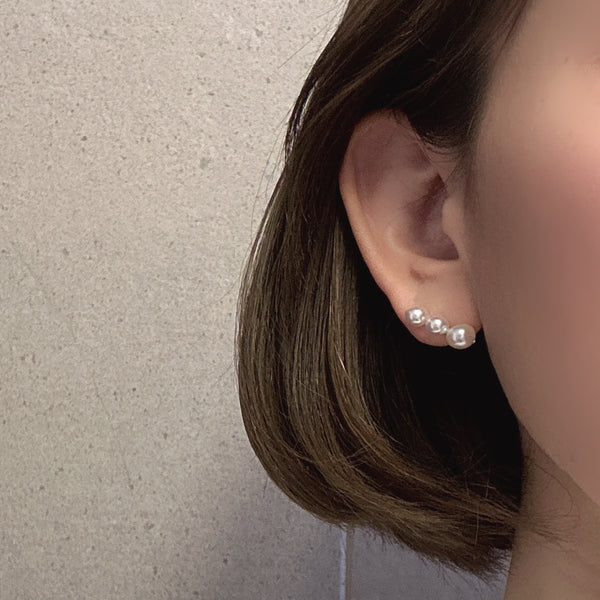 k18 Akoya  3pearl  ピアス イヤリング