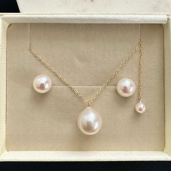 tear drop long necklace and earrings set