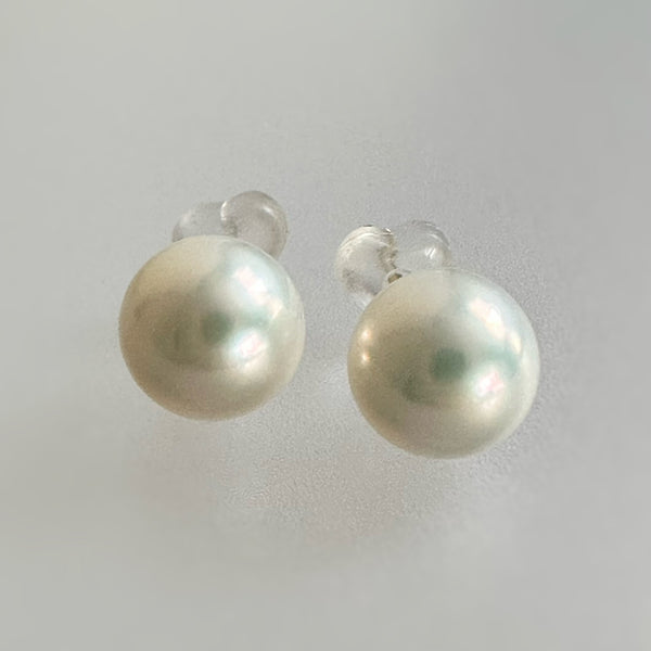 Fresh water  pearl round 8mm nudeピアス イヤリング - hikari pearl.
