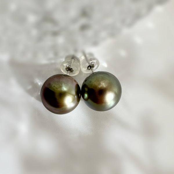 Tahiti   pearl brown color  nudeピアス 一点もの - hikari pearl.