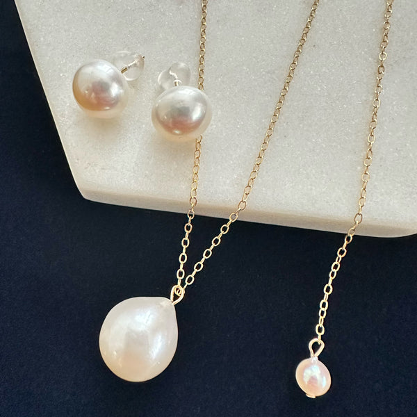 tear drop long necklace and earrings set