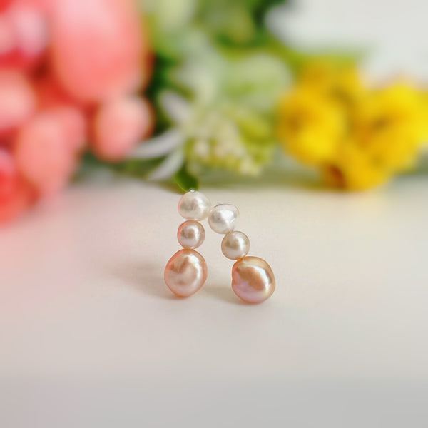 nuance  pearl 3 line  ピアス イヤリング pink