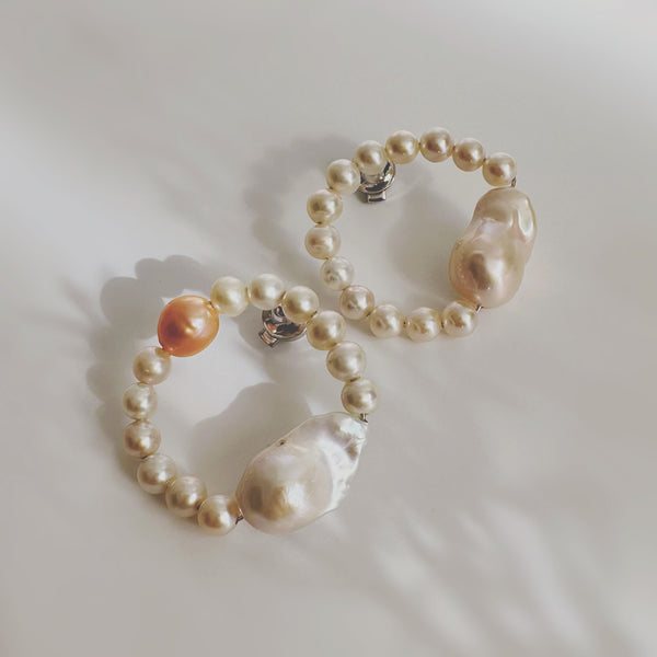 baroque  pearl circle pin brooch