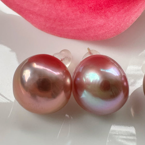 一点もの pink purple  pearl ピアス イヤリング