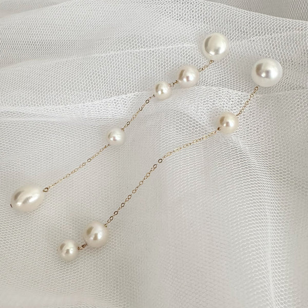 No.17 asymmetry wedding long ピアス イヤリング - hikari pearl.