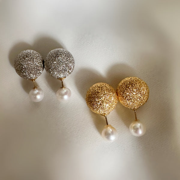 silver ball pearl catch ピアス gold silver