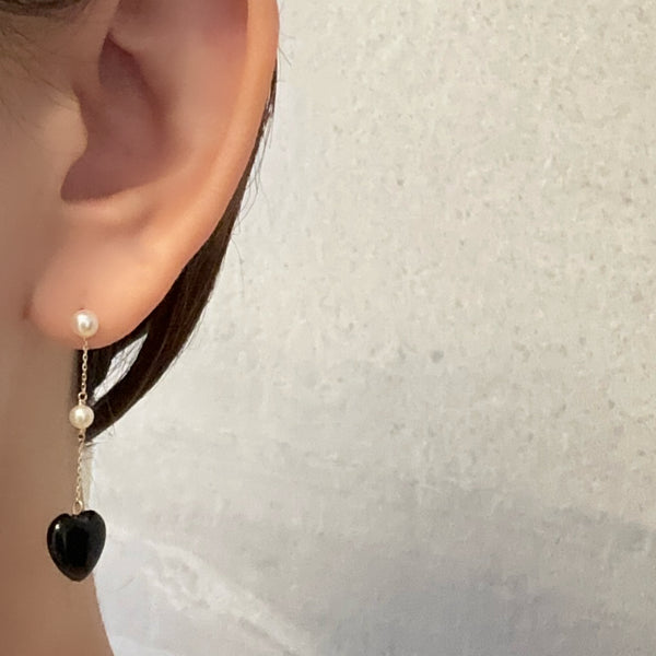 k10/k18 onyx coeur station  pearl charm ピアス イヤリング