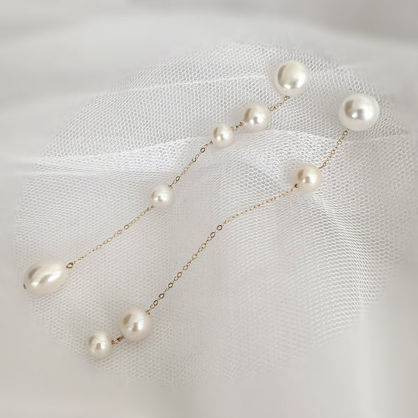 No.17 asymmetry wedding long ピアス イヤリング - hikari pearl.