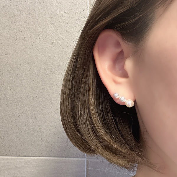 k18 Akoya  3pearl  ピアス イヤリング