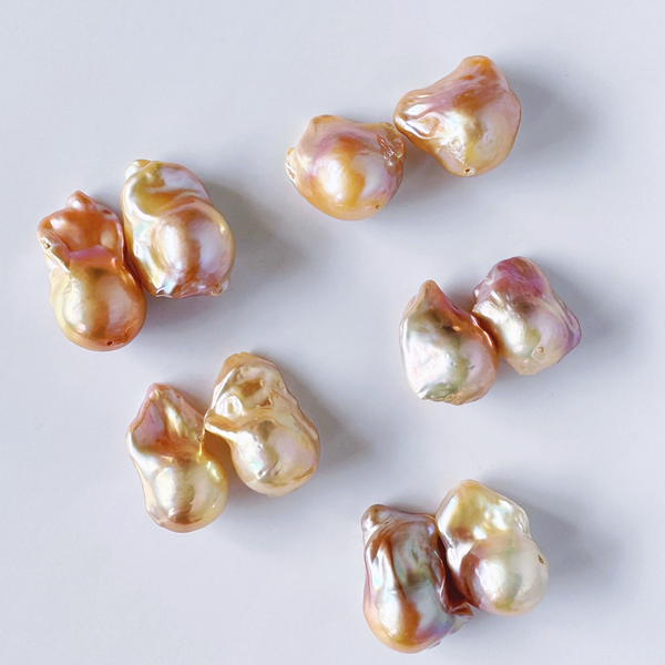 natural color oyster baroque  pearl crystal nudeピアス イヤリング - hikari pearl.