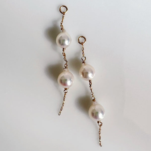 k10/k18 Akoya  pearl station charm ピアス イヤリング