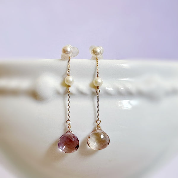 一点もの k10/k18 ametrine  pearl station ピアス イヤリング