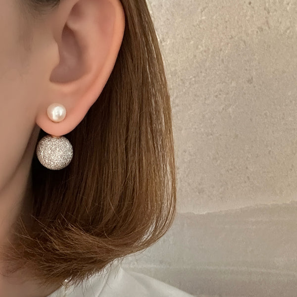 silver ball pearl catch ピアス gold silver