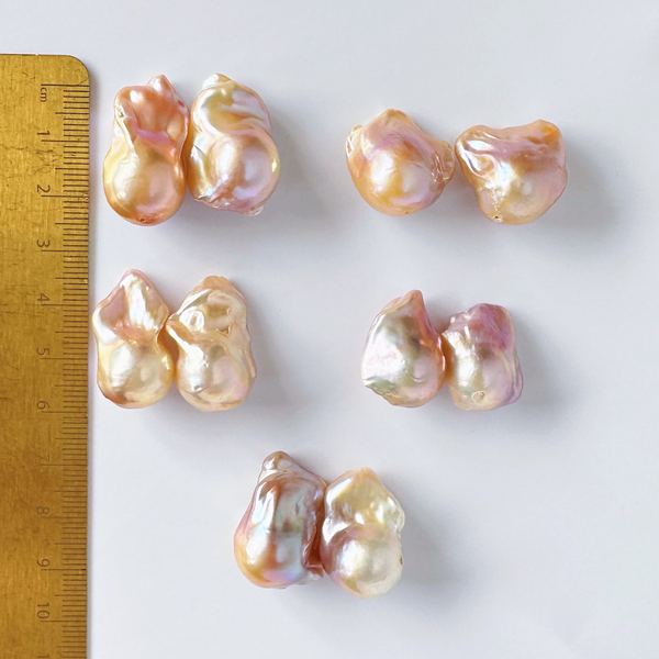 natural color oyster baroque  pearl crystal nudeピアス イヤリング - hikari pearl.