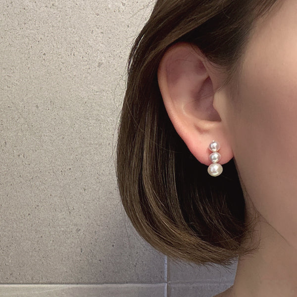 k18 Akoya  3pearl  ピアス イヤリング