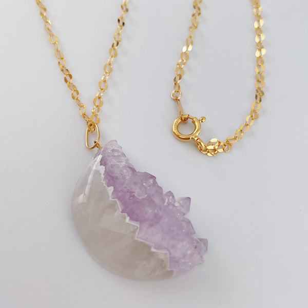 一点もの amethyst agate half moon necklace