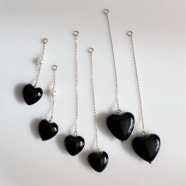 k10/k18 onyx coeur long chain  charm ピアス イヤリング 大