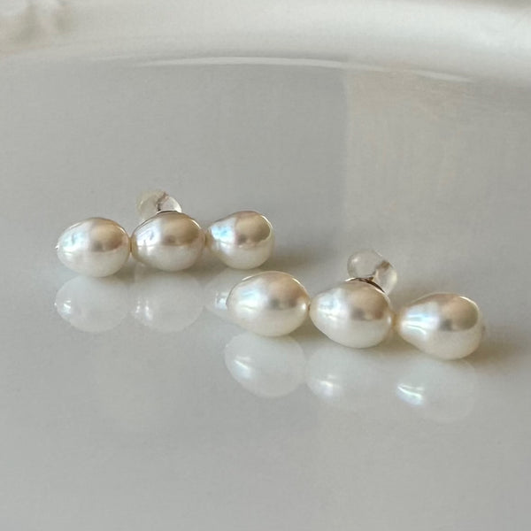 3 pearl teardrop ピアス イヤリング - hikari pearl.
