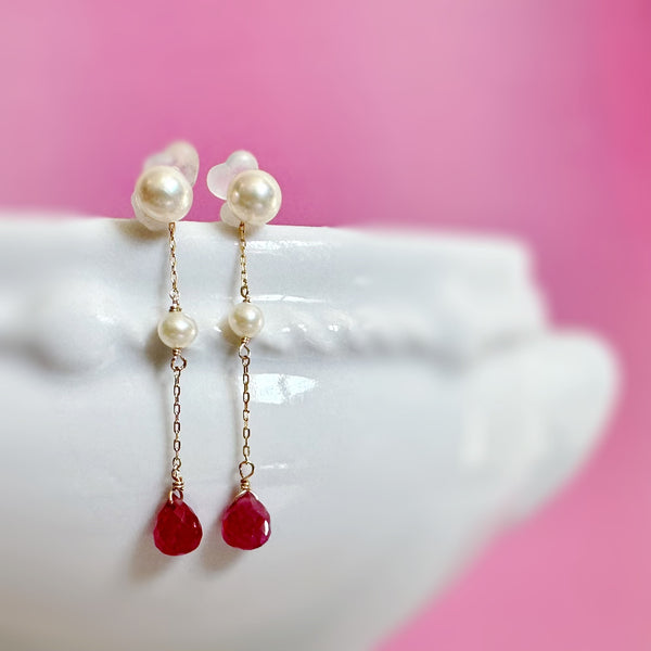 一点もの k10/k18 ruby  pearl station charm ピアス イヤリング