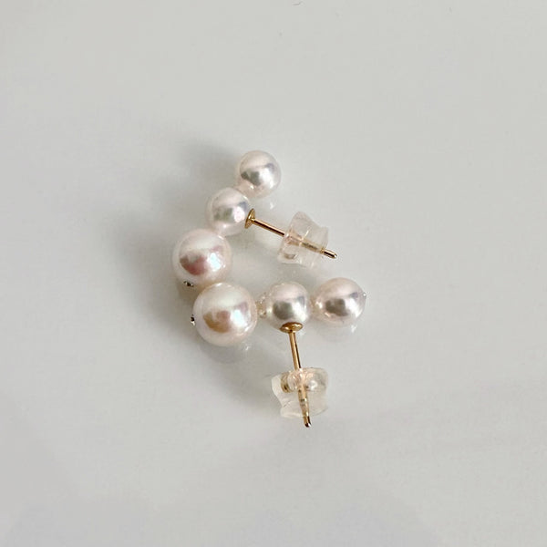 k18 Akoya  3pearl  ピアス イヤリング
