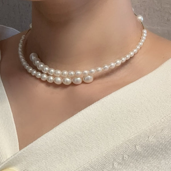 "peony ピオニー" グラデーションパール チョーカー  ネックレス