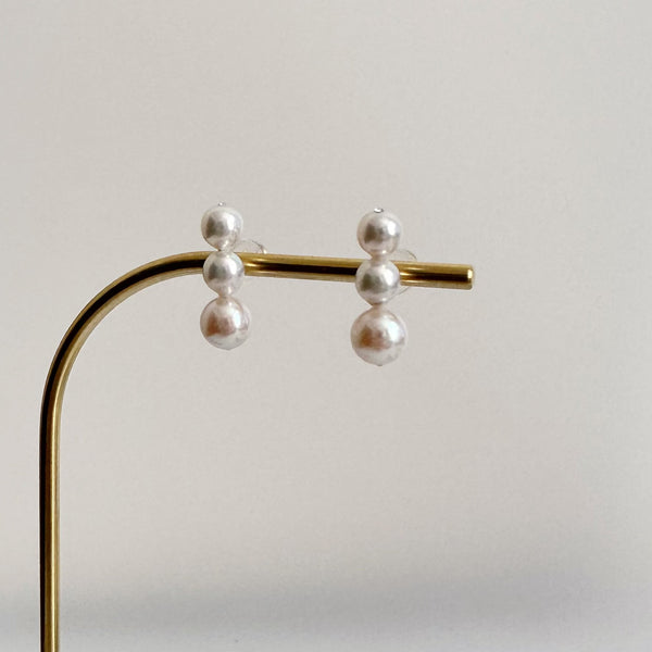k18 Akoya  3pearl  ピアス イヤリング