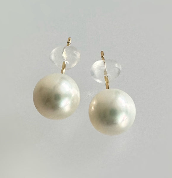 Fresh water  pearl round 8mm nudeピアス イヤリング - hikari pearl.