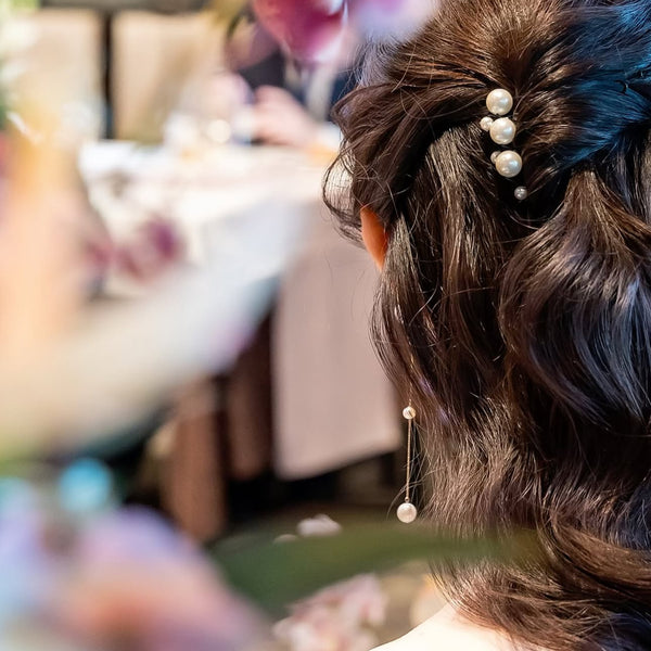 No.4 asymmetry  station pearl long weddingピアス  イヤリング - hikari pearl.