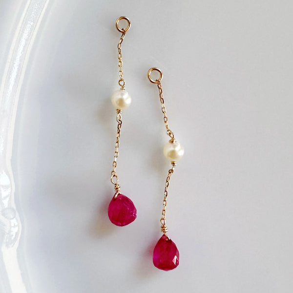 一点もの k10/k18 ruby  pearl station charm ピアス イヤリング