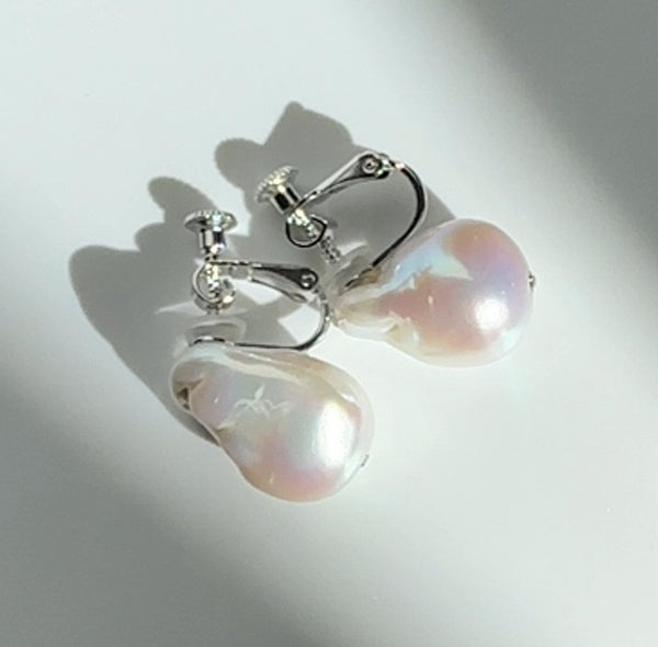 oyster baroque  crystal nudeピアス イヤリング - hikari pearl.