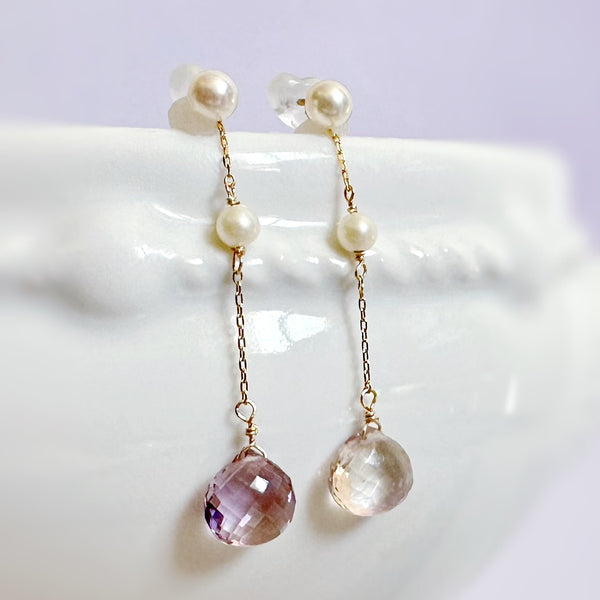 一点もの k10/k18 ametrine  pearl station ピアス イヤリング