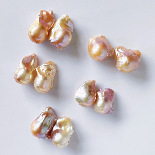 natural color oyster baroque  pearl crystal nudeピアス イヤリング - hikari pearl.