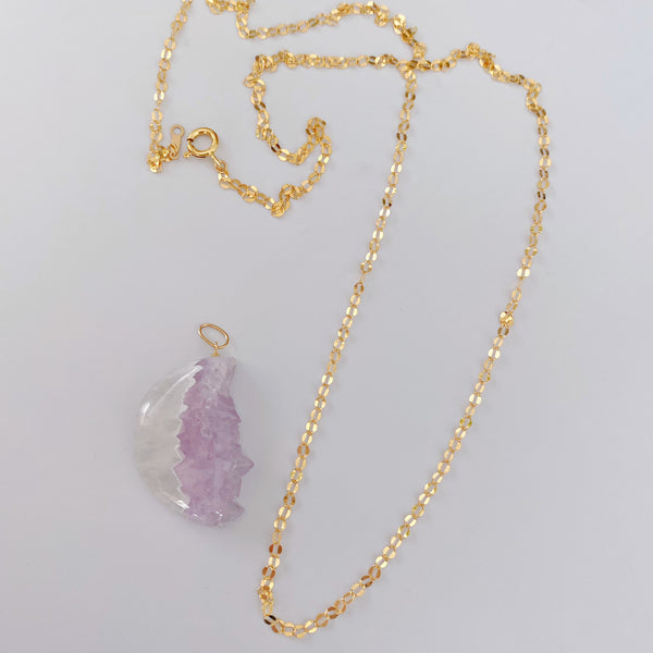 一点もの amethyst agate half moon necklace