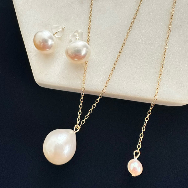 tear drop long necklace and earrings set