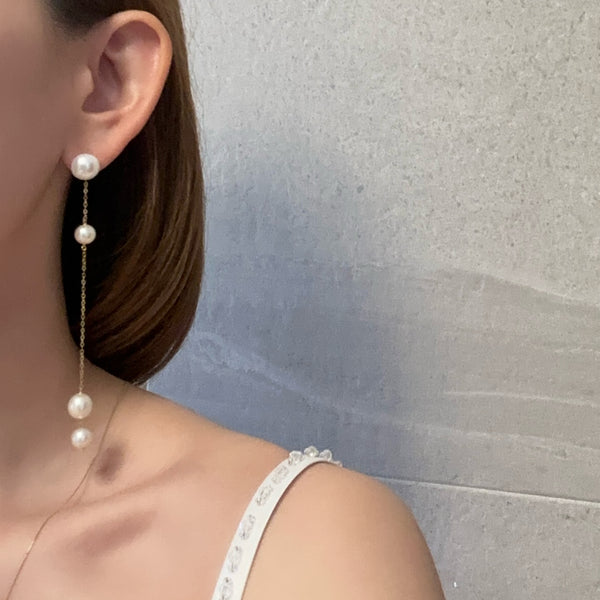 No.17 asymmetry wedding long ピアス イヤリング - hikari pearl.