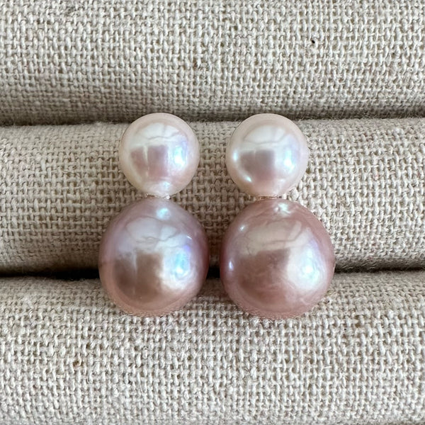 一点もの k18 Akoya pink  pearl ピアス