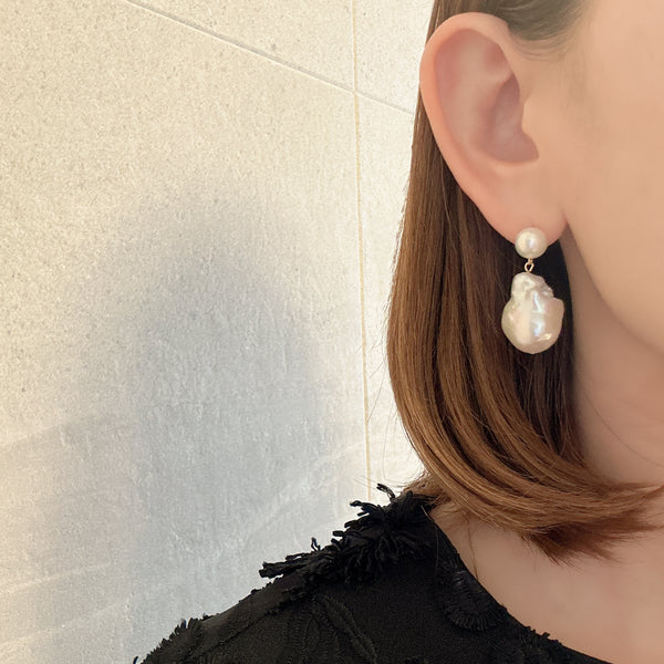 dot oyster baroque  pearl  ピアス イヤリング