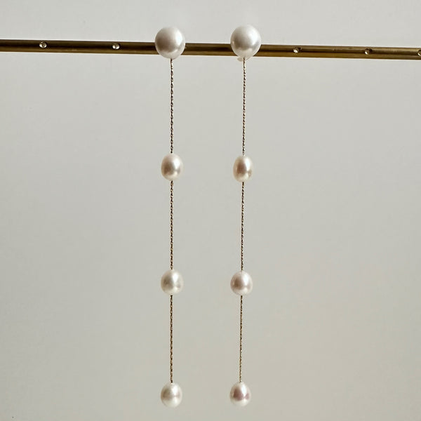 No.9 egg  pearl  station long weddingピアス イヤリング - hikari pearl.