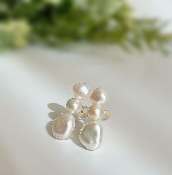 nuance  pearl 3 line  ピアス イヤリング white
