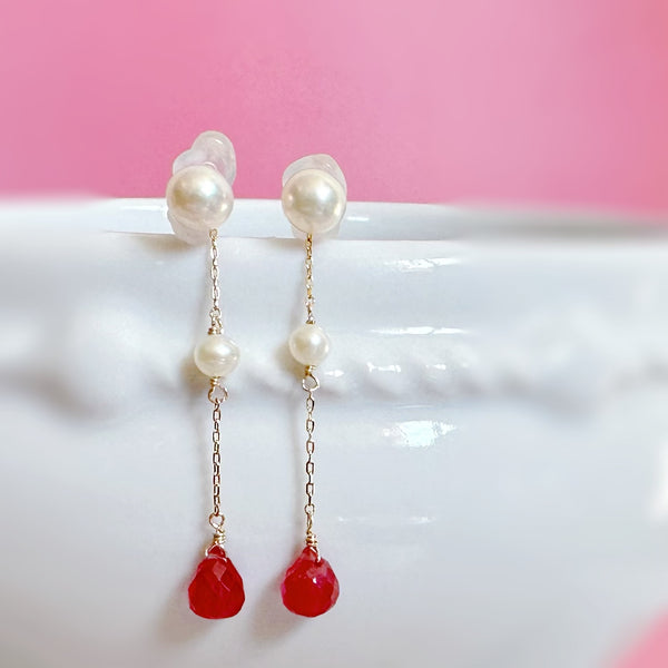 一点もの k10/k18 ruby  pearl station charm ピアス イヤリング