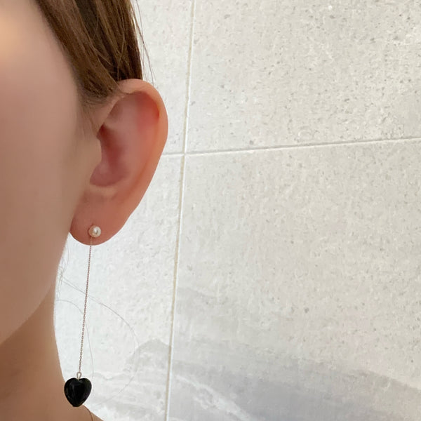 k10/k18 onyx coeur long chain charm ピアス イヤリング