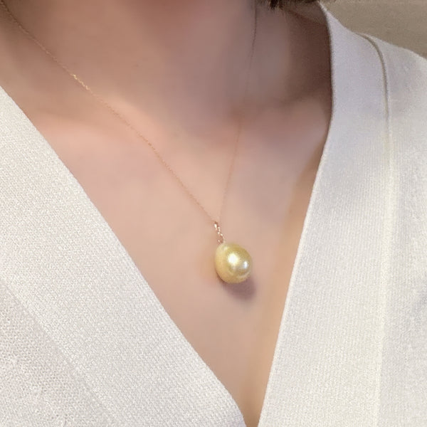 一点もの South Sea pearl gold 12.6mm pendanttop necklace