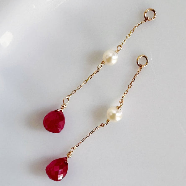 一点もの k10/k18 ruby  pearl station charm ピアス イヤリング