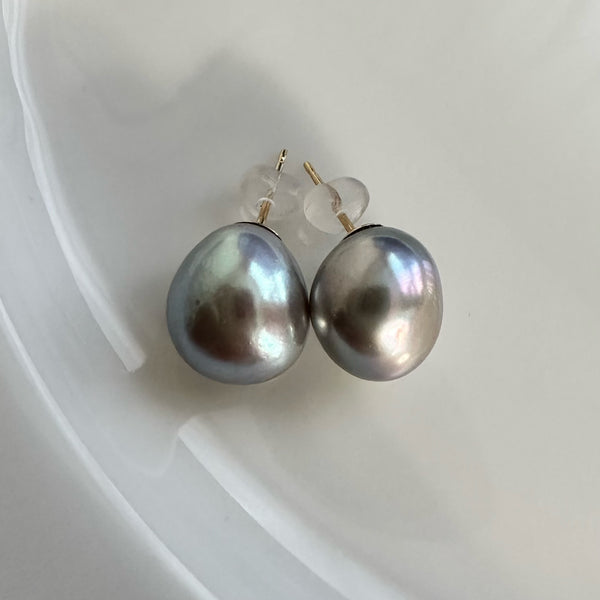 gray kobore  pearl nudeピアス イヤリング - hikari pearl.