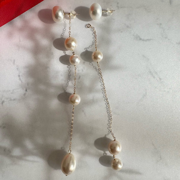No.17 asymmetry wedding long ピアス イヤリング - hikari pearl.