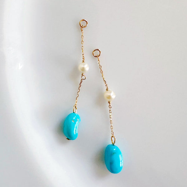 k10/k18  sleeping beauty turquoise  pearl station ピアス イヤリング