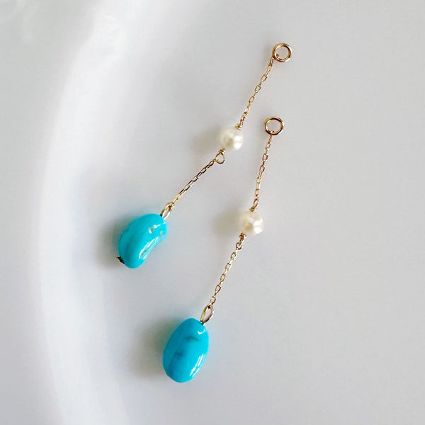 k10/k18  sleeping beauty turquoise  pearl station ピアス イヤリング